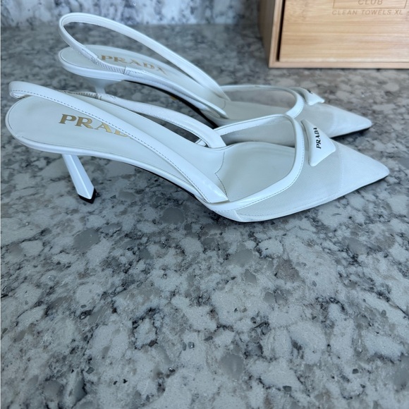 Prada White Mesh Heel Slingbacks - Picture 1 of 7